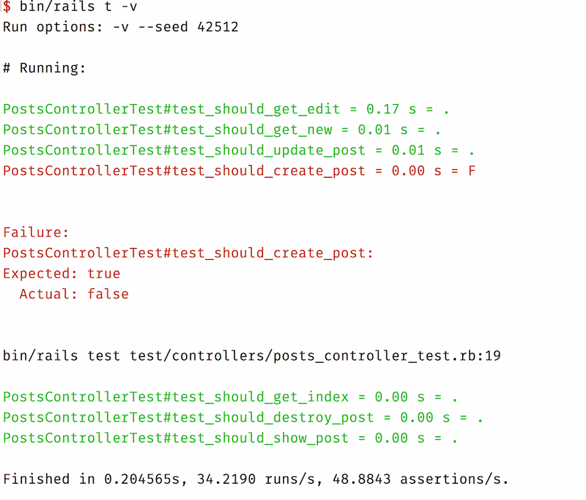 colored test output
