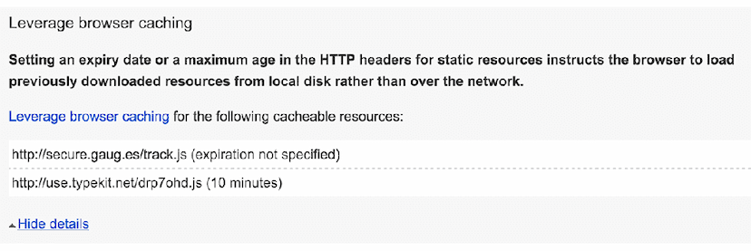 PageSpeed Insights Warning