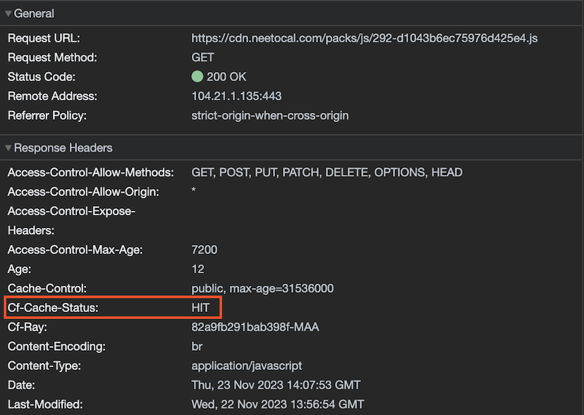Viewing cache status in browser console