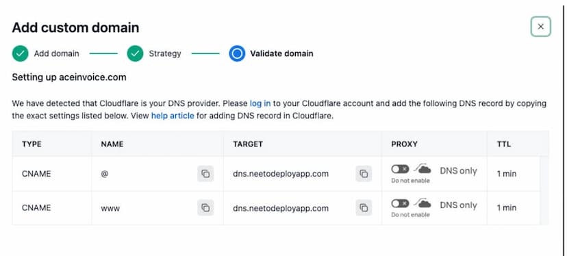 Adding custom domain for cloudflare